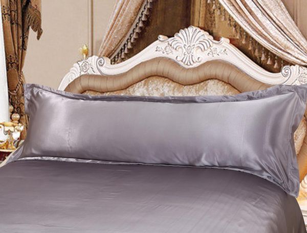 

pillow case enipate 120/150 cm long pillowcase white solid cover silk satin fabric home textile 1pc 2 size for bedroom33