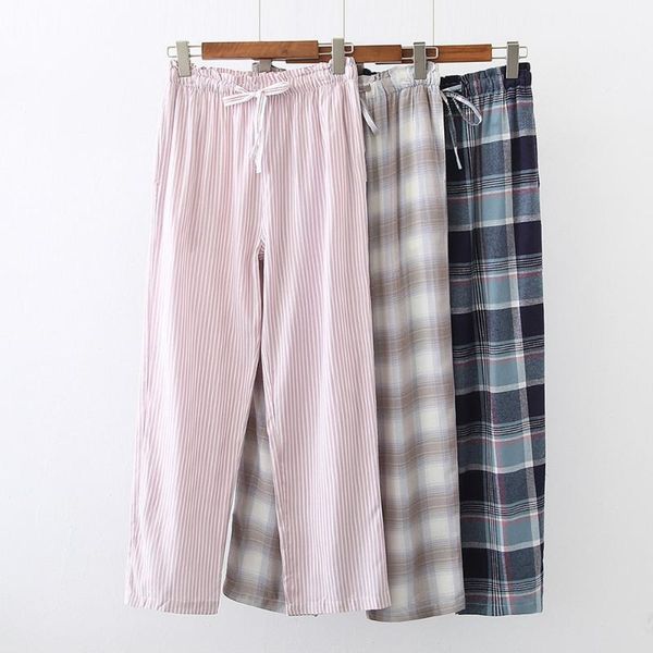 

women's sleepwear summer pajama pants casual soft cotton female striped loose ladies lounge wear closing, Black;red