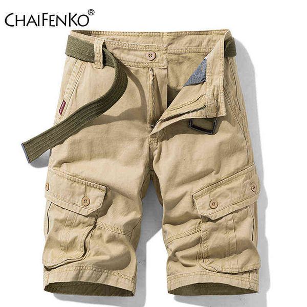 

mens summer cotton army tactical cargo shorts 2021 new fashion khaki multi-pocket casual short pants loose military men 220312, White;black
