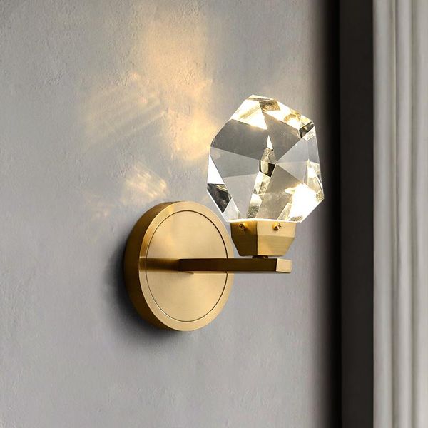 

wall lamp led crystal bedroom living room decoration aisle simple modern designer copper