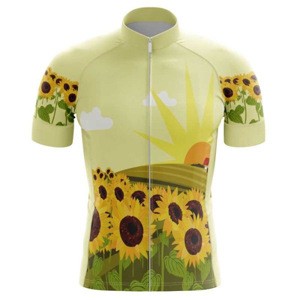 

racing jackets hirbgod summer men warm-toned cycling jersey optimistic bike sports shirt beautiful sunflower printed bicycle clothing,tyz389, Black;red
