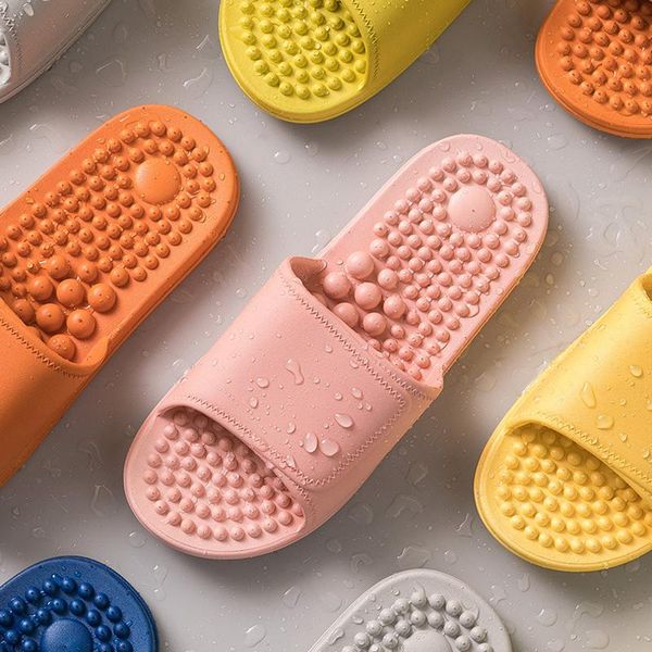 

interior for home slippers women massage non-slip indoor bath bathroom shoes summer couple, Black