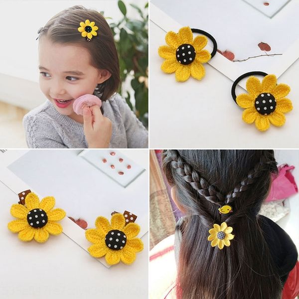 

EoXD sunflower leather band rope children's south korea accessories baby belt headdress hair rope headdresscute sunflower headband hairp, Slivery;white