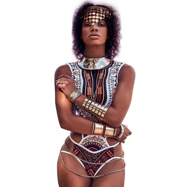 

european and american one piece triangle bikini women's digital tribal pattern printing bikinis swimsuit women s-2xl, White;black