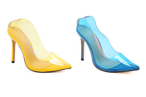 

dress shoes niufuni super slim high heels transparent color small pointed toes women's single fashion pumps banquet dotr, Black
