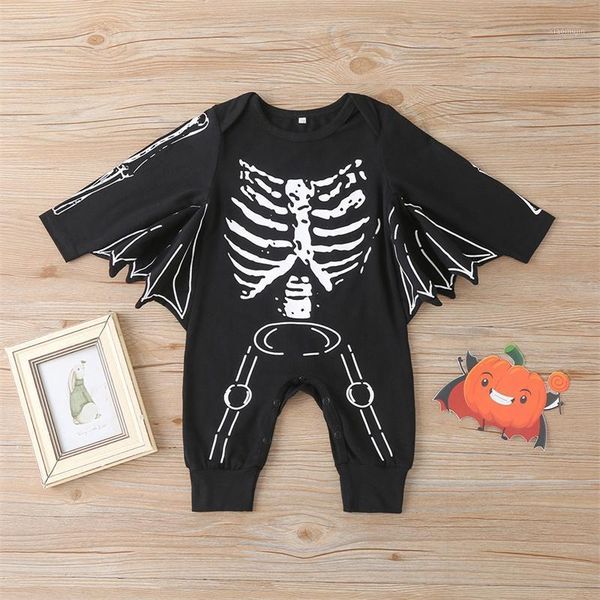 

jumpsuits halloween baby boys romper toddlers spring autumn creative bone printing batwing long sleeve round collar for 0-24 months, Blue