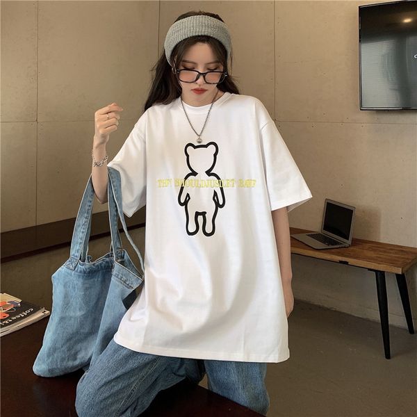 

hoodies ytx251 korean loose all-match black bear short female t-shirt