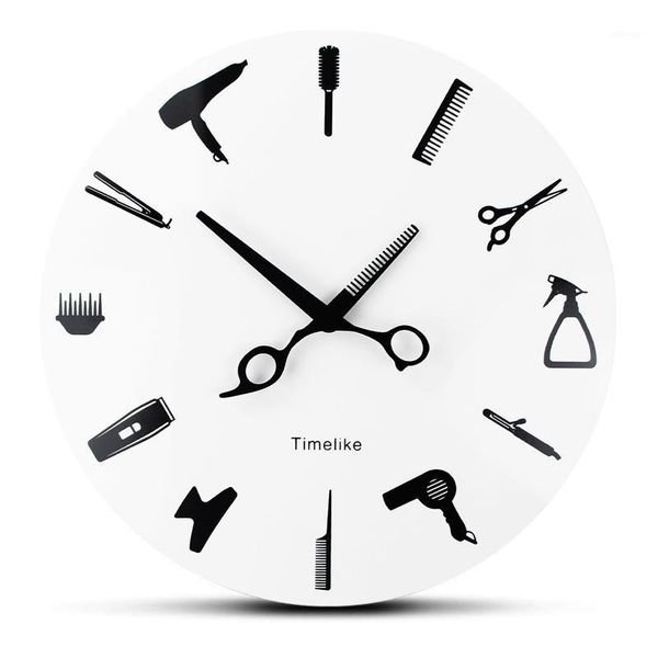 

barber wall clock equiment tools modern design shop business sign watch beauty hair salon1