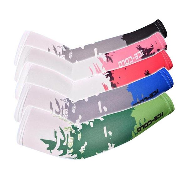 

elbow & knee pads 1pairs cooling arm sleeves cover cycling running uv sun protection outdoor sport bike warmers sleeve, Black;gray