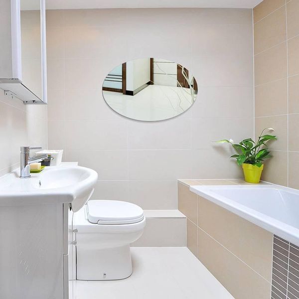 Spiegel Spiegel Wand Aufkleber Oval Rechteck Selbstklebende Raum Dekor Stick Auf Kunst Für Badezimmer Moderne Dekoration Aufkleber