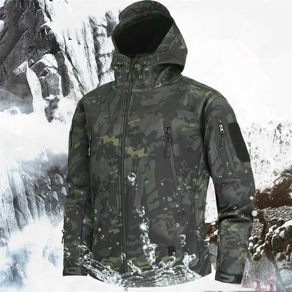 

men's military camouflage fleece jacket shark skin soft shell military tactical jacket multicam male camouflage windbreakers 5xl 211029, Black;brown