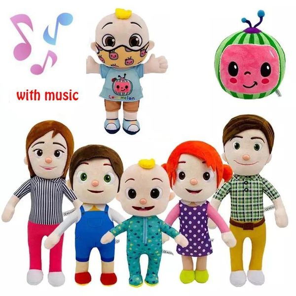 

15-33cm cocomelon toys plush with music cartoon tv series family jj sister brother mom and dad toy dall kids gift stuffed doll