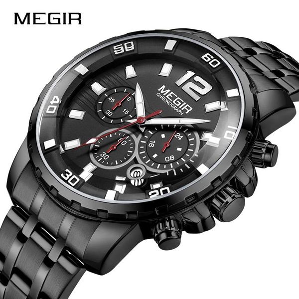 

wristwatches 2021megir men's luxury stainless-steel quartz business luminous watch for man waterproof relogio masculino, Slivery;brown