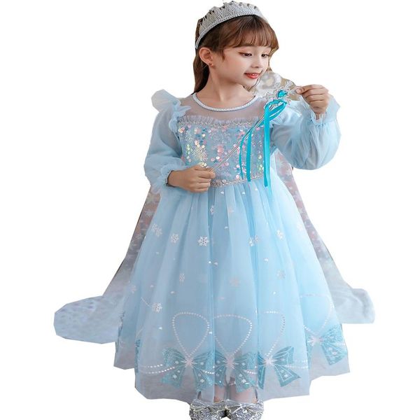 

girl's dresses costume arrived party halloween christmas fancy 2-10y baby girl princess cosplay elza dress for girls cape clothing, Red;yellow