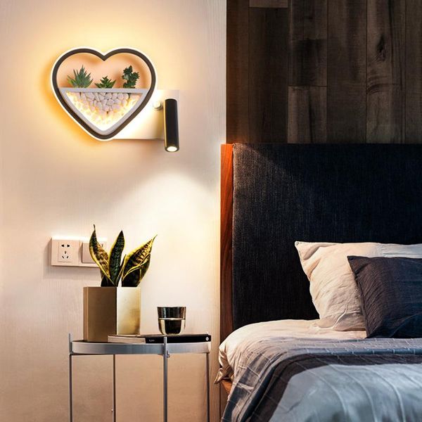 

living room modern simple study bedroom bedside nordic corridor plant reading background led wall light lamp