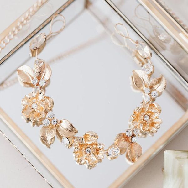 

hair clips & barrettes bridal leaf shape headband soft chain luxury alloy wedding bride headwear edge clip accessories gifts for women ml, Golden;silver