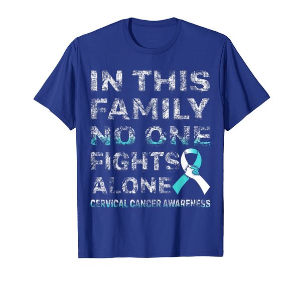 

cervical cancer ribbon - in this family no one fights alone, White;black