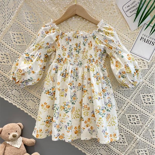 

girl's dresses gooporson spring kids flower dress off the shoulder long sleeve princess korean fashion little girls costume fall outfit, Red;yellow