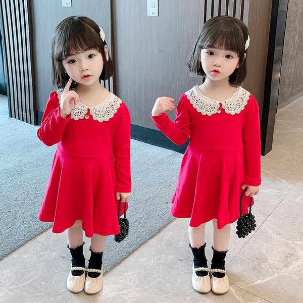 

girl's dresses girl dress kids babyÂ clothes 2021 solid spring summer toddler formalÂ sport uniform dressesÂ christmas cotton children clo, Red;yellow