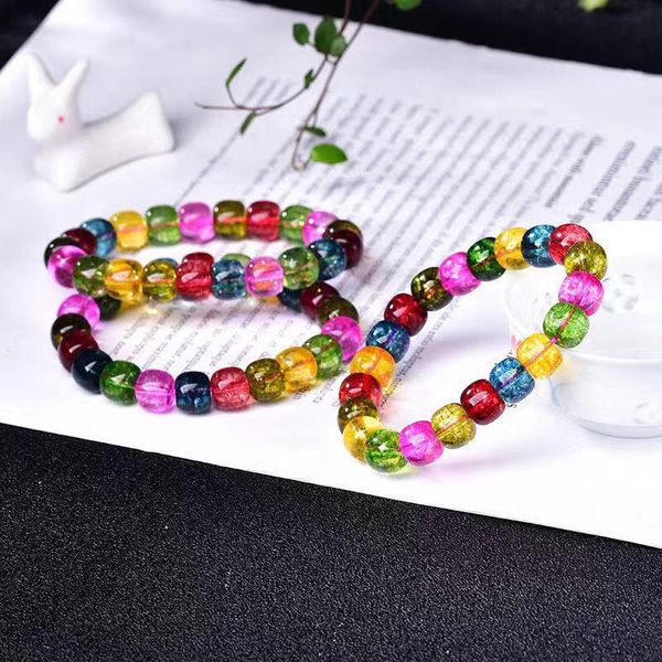 

beaded, strands crystal stone colorful popcorn round beads for jewelry making diy bracelet, Black