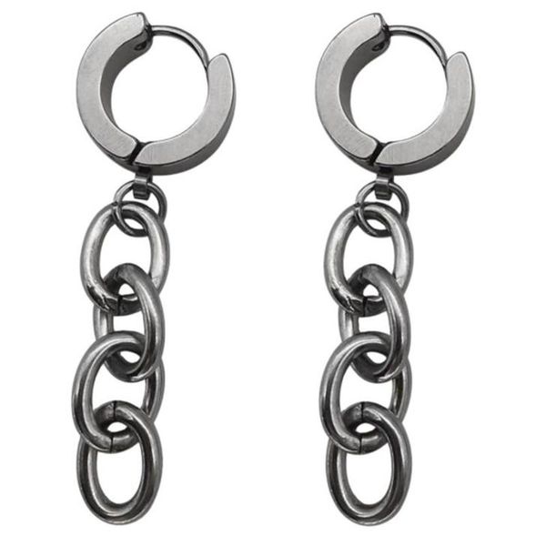 

hoop & huggie punk chain shape metal dangle earrings for women hip hop vintage creative cool trendy drop kpop statement jewelry 2021, Golden;silver