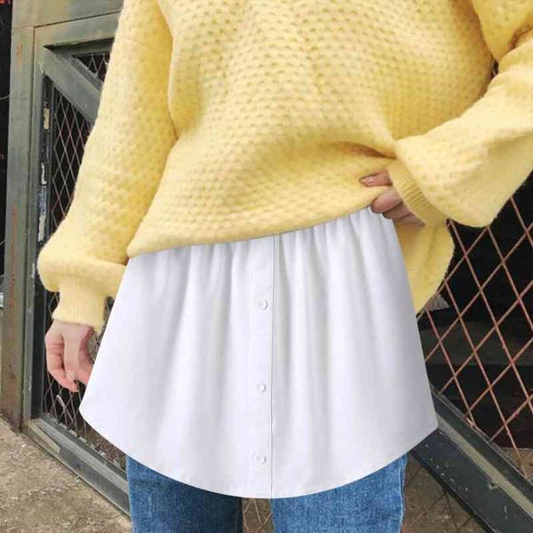 

fashion a shirt false mini skirt solid color base skirt sweatshirt fake hem half-body beskirts casual plus size skirts, Black