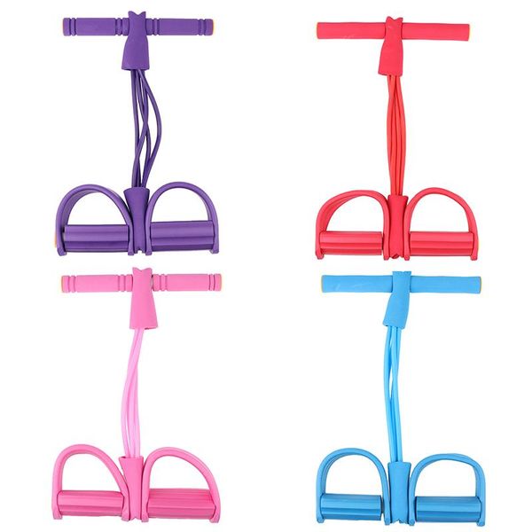 

4-tube fitness exercise foot pedal resistance bands yoga sit up pull
