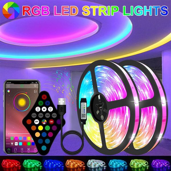 

strips usb rgb smd bluetooth led lights strip dc5v flexible lamp tape diode tv background lighting luces control