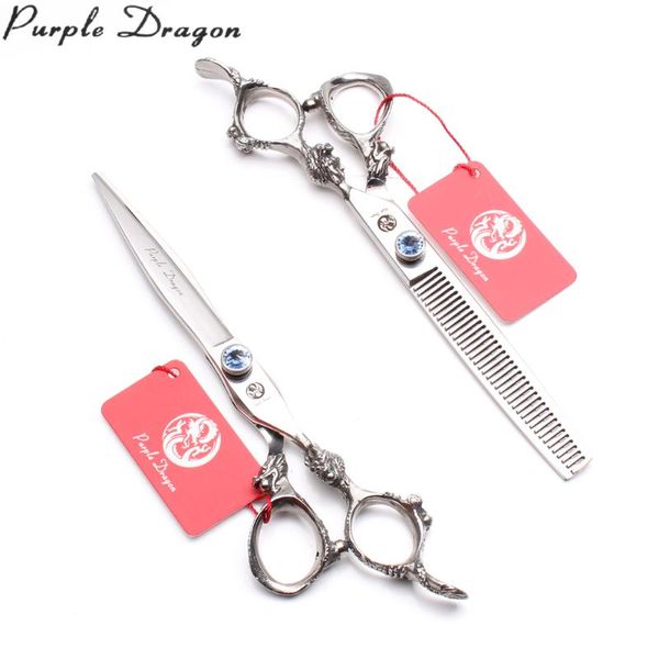 

7" purple dragon 440c dog scissors straight thinninng shears professional pet grooming add bag z9108