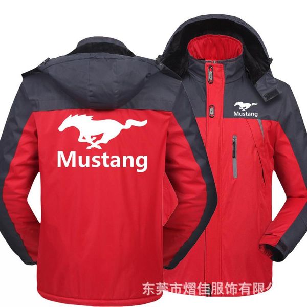 

men's jackets mustang logo mountaineering suit sportswear oversized jacket plus fleece warm hoodie harajuku coat, Black;brown