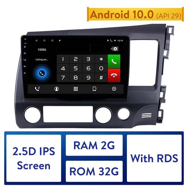 10,1-Zoll-Android-Touchscreen-Player, 2-DIN-Auto-DVD-Radio, Bluetooth, GPS-Navigation für 2006–2011 Honda Civic, Rechtslenker