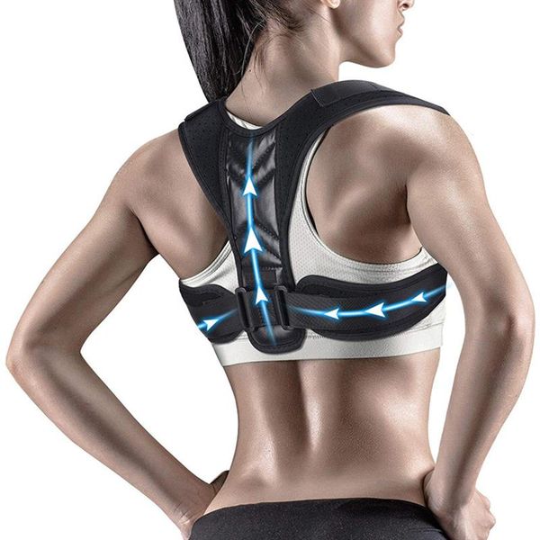

waist support posture corrector adjustable back shoulder belt corset clavicle spine correction health fixer tape, Black;gray