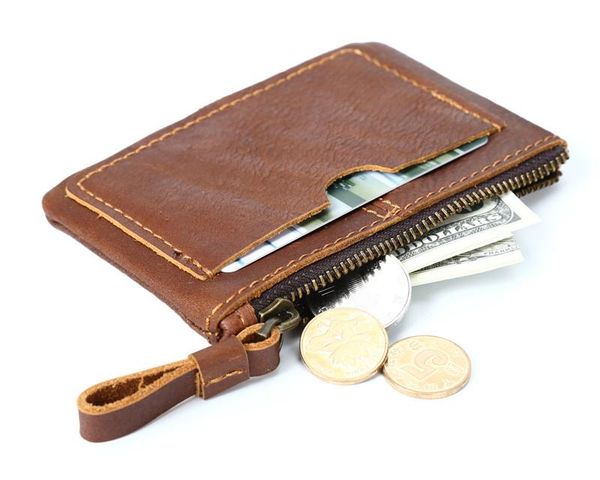 

coin purses genuine leather zipper classic vintage retro men purse slim small wallet card holder mens #yd1032, Red;black