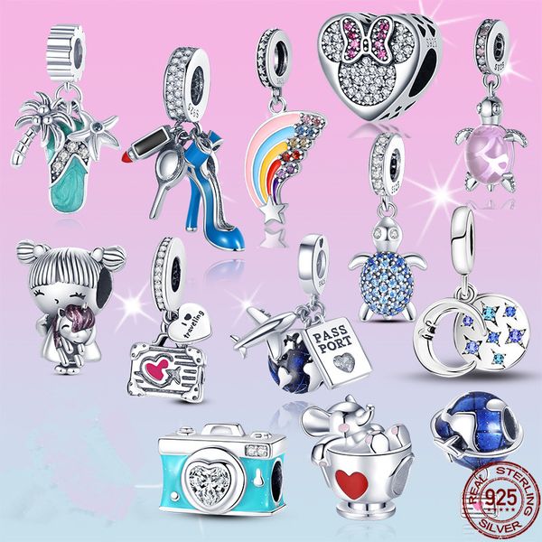 

925 sterling silver camera pendant beads suitable for pandora bracelet pendant necklace jewelry gift, Black