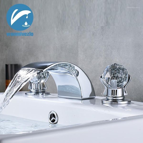 

bathroom sink faucets modern waterfall spout faucet dual handle widespread basin mixer tap deck mount cold washington vessel taps1