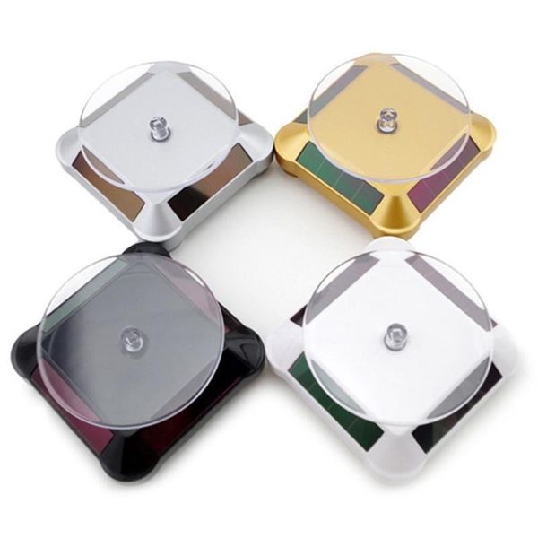 

jewelry pouches, bags solar showcase 360 degrees rotating turntable watches phone display stand led light, Pink;blue