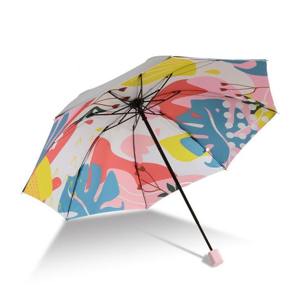 

umbrellas three-folding creative graffiti sun umbrella portable anti-uv protection rain women for men outdoor travel parasol