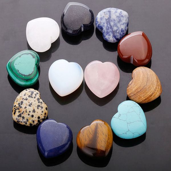 

30mm no hole heart loose beads natural stones charms healing reiki rose quartz crystal cab for diy making crafts decorate jewelry accessorie, Bronze;silver