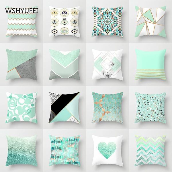 

cushion/decorative pillow nordic green striped dali geometric short plush cushion living room home sofa fashion square lumbar