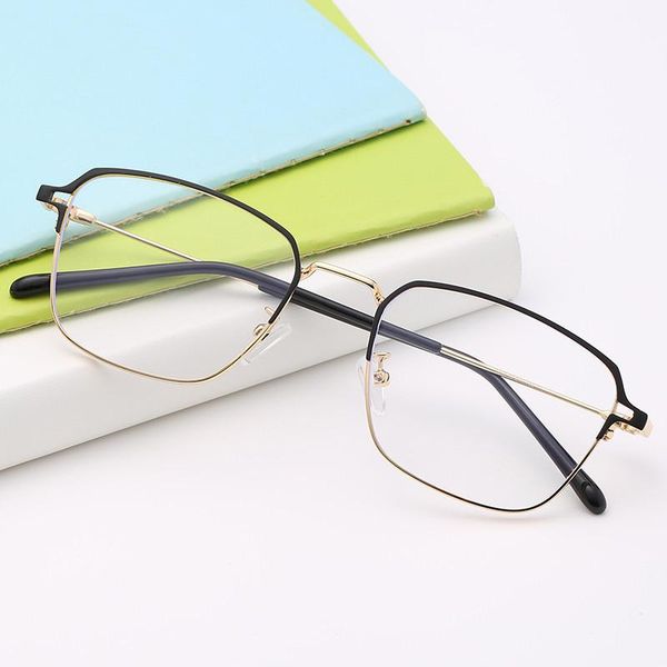 

fashion sunglasses frames 2021 trend eyebrows flat mirror men and women retro metal square glasses personality frame type art frame., Black