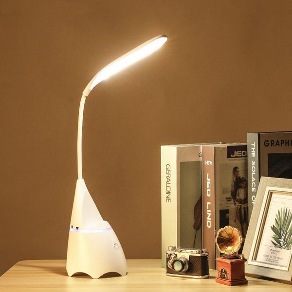 

multifunctional led bluetooth desk lamp usb charging table touch dimming eye protection flexible reading bedroom light lamps