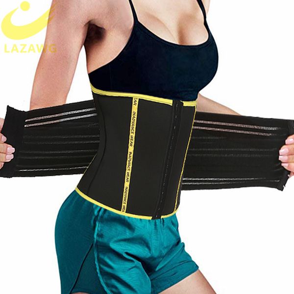 

lazawg women waist trainer corset hook shapewear double control body shaper tummy fat burning waist trainer sport girdle hot, Black;white