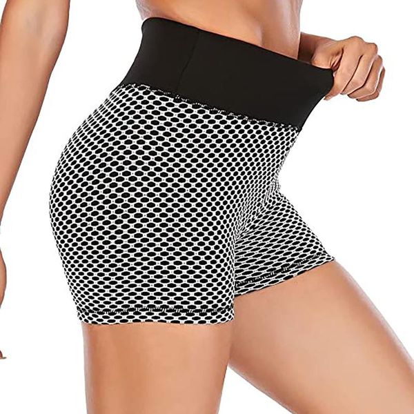 

women's shorts women fitness tight leggings seamless high waist push up mesh legging breathable sport gym yo-ga short, White;black