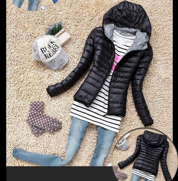 

women cotton jacket hooded coat plus size thicken winter short padded outwear casual slim jackets women's, Black;brown