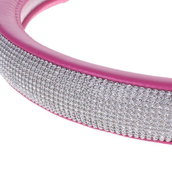 

steering wheel covers 2021 fashion non-slip leather crystal rhinestone auto car interior accessories for women girls