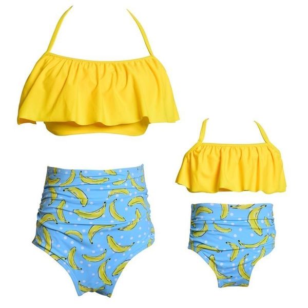 

women's swimwear matching family swimwearmother girl bikini swimsuit for mom and daughter swimsuits female children baby kid beach bath, White;black
