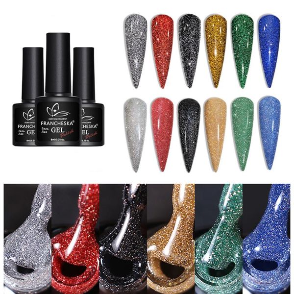 

nail gel 8ml diamond dazzling glitter polish semi permanent base varnish hybrid manicure art, Red;pink