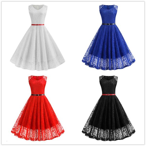 

dresses round neck lace dress in summer of 2021, Black;gray