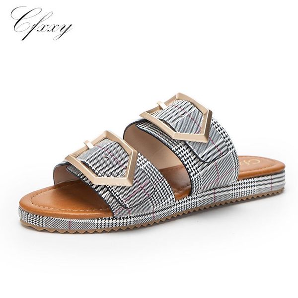 

slippers women checkered shoes woman casual flat slides lady outdoor beach flip flops comfort female summer fashion, Black