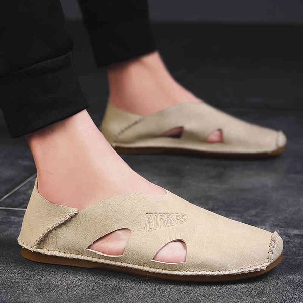 

slippers summer men sandals leather men's casual shoes soft beach outdoor comfort slip on footwear 28rl, Black